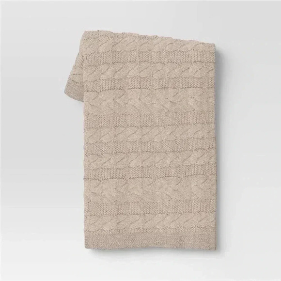 NWT Chunky Cable Knit Reversible Holiday
Throw Blanket Beige - Threshold - Picture 1 of 8